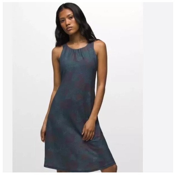 prAna Women's Skypath athletic Dress IN DEEP PINE DOTTY XL X Large - Picture 1 of 9
